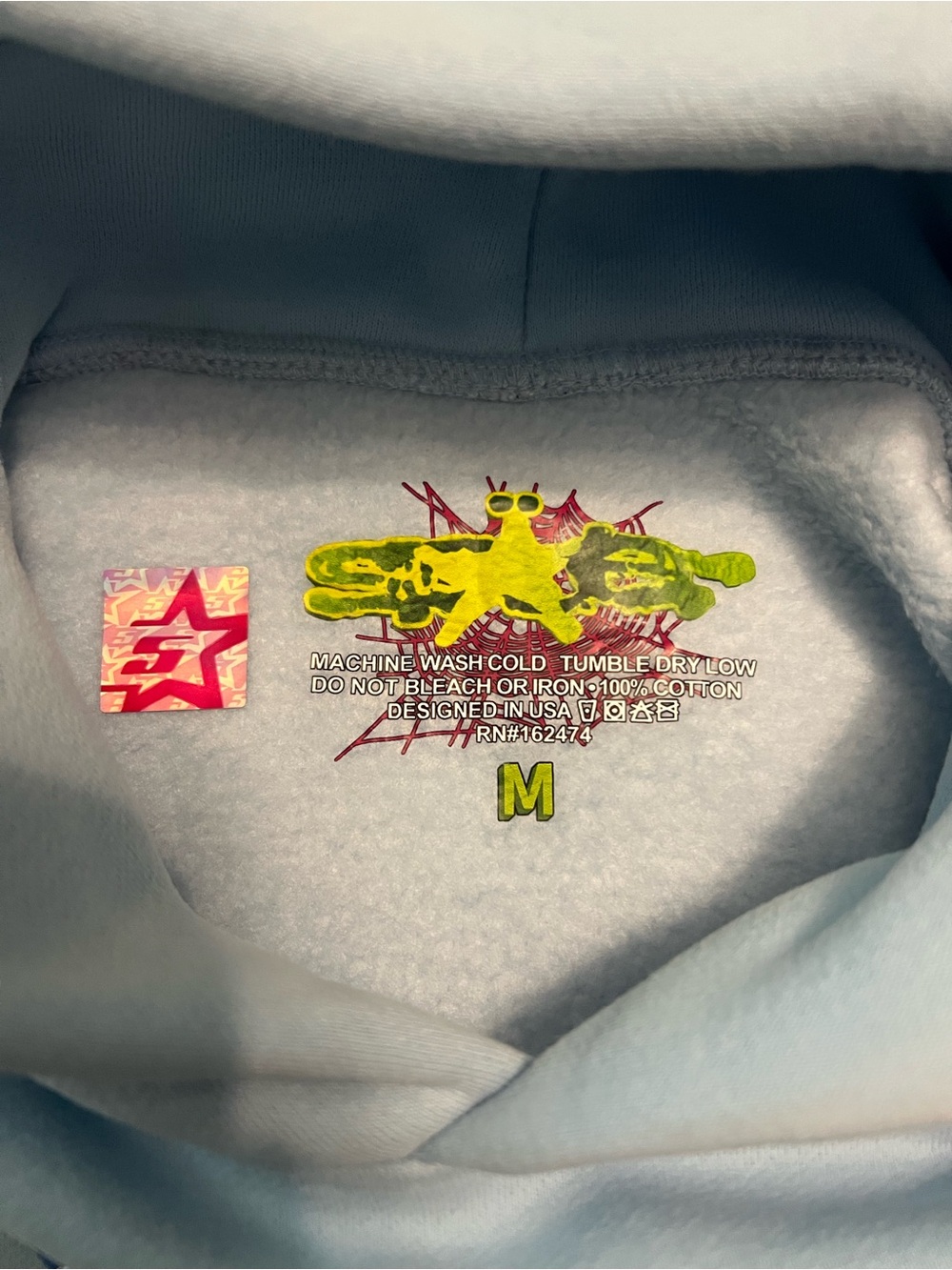 Brand new sp5der light blue hoodie - Picture 2 of 2